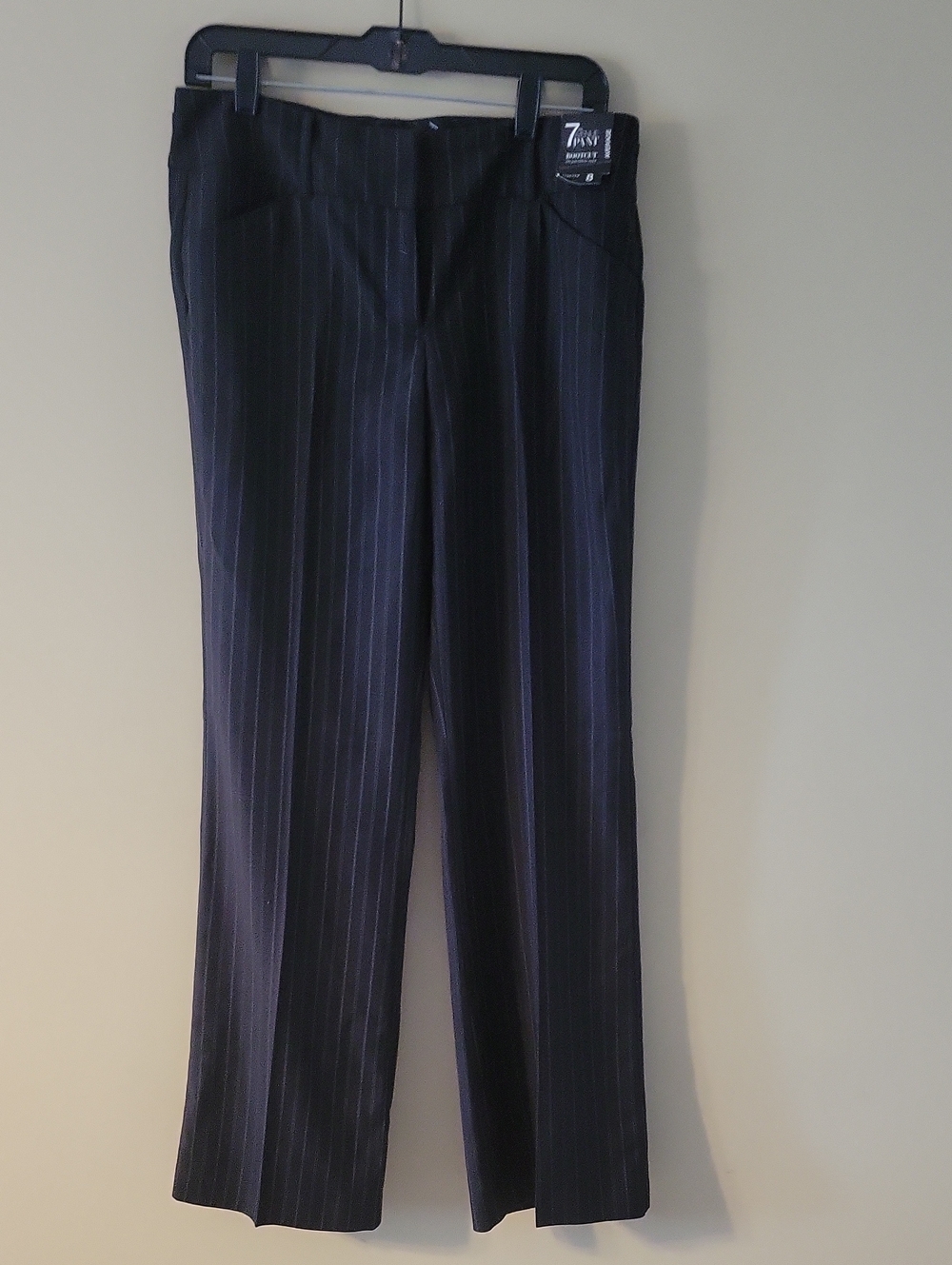 7th Avenue By New York & Company Black Pinstripe Straight Leg Trousers